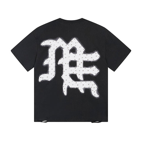 MIXED EMOTIO Emotions Never Die Distressed Text Graphic Short Sleeve T‑Shirt