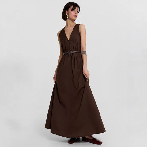 Sleeveless V Neck Maxi Dress