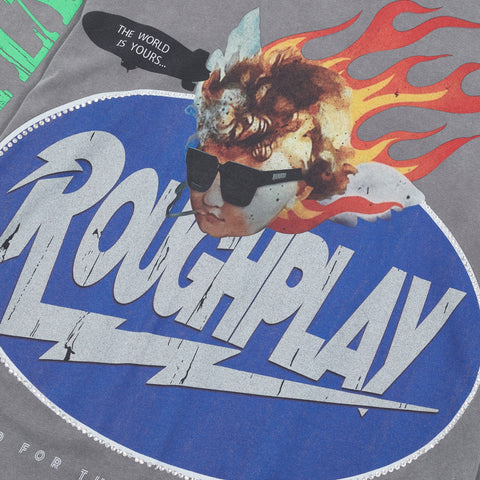 RoughPlay Flame Portrait Vintage Distressed Long Sleeve Tee