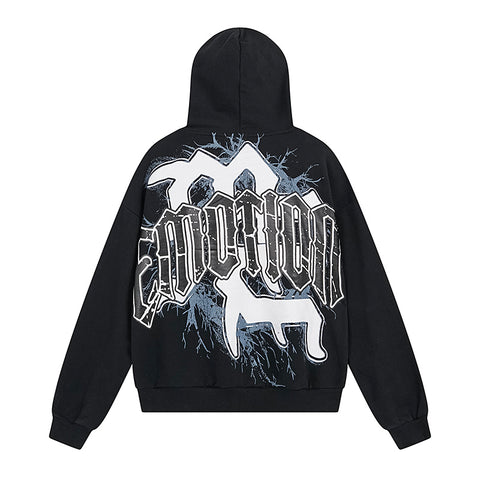 MIXED EMOTIO Blindfolded Statue Angel Graphic Pullover Hoodie Black