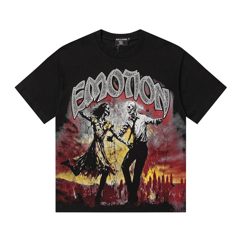 MIXED EMOTIO Emotion Skeleton Couple Dancing Black Short Sleeve T‑Shirt