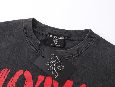 MIXED EMOTIO Alien Spaceship Washed Graphic Short Sleeve T‑Shirt