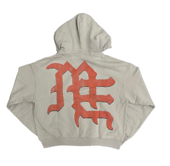 MIXED EMOTIO Vintage Cupid Angel Graphic Full Zip‑Up Hoodie Grey