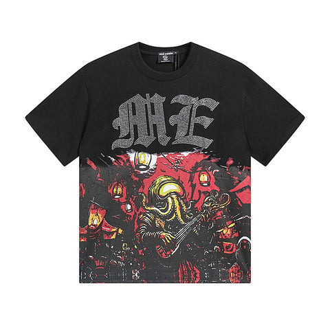 MIXED EMOTIO Octopus Rock Band Graphic Short Sleeve T‑Shirt