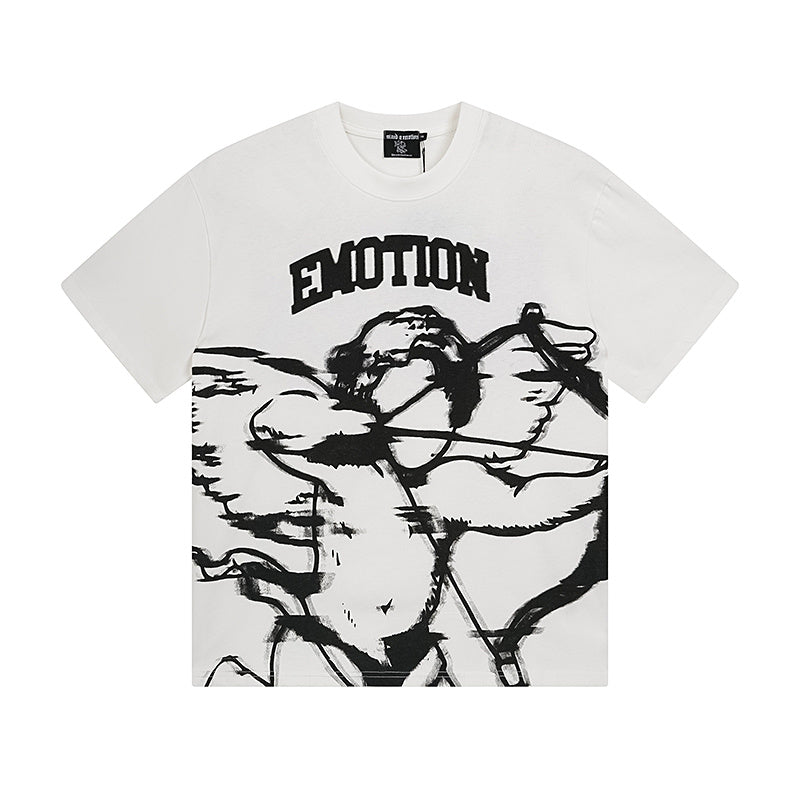 MIXED EMOTIO Emotion Cupid Angel Graphic Short Sleeve T‑Shirt