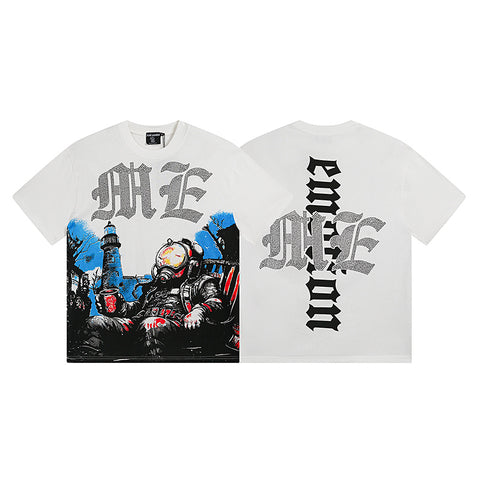 MIXED EMOTIO Diver Lighthouse Graphic Short Sleeve T‑Shirt