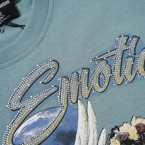 MIXED EMOTIO Life Emotion Trumpet‑Playing Angels Teal Short Sleeve T‑Shirt