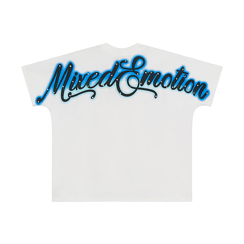 MIXED EMOTIO Vintage Angel Rhinestone Cursive Graphic Short Sleeve T‑Shirt
