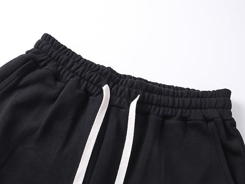 MIXED EMOTIO Studded Red Metal‑Font Black Straight‑Leg Sweatpants