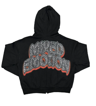 MIXED EMOTIO Skate Boy Vintage Graphic Full Zip‑Up Hoodie Grey