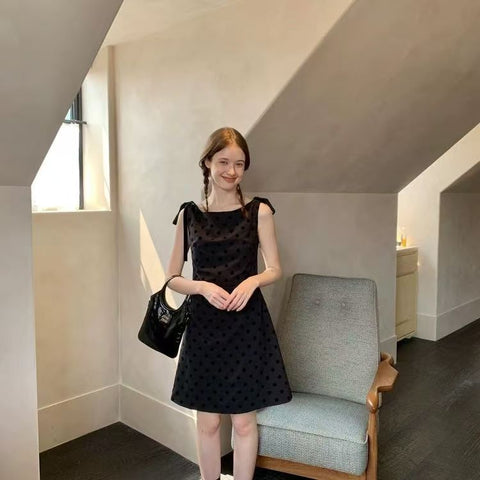 Tie Strap Polka Dot Mini Dress