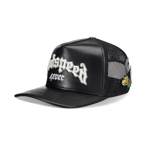 Godspeed Forever Black Leather Trucker Hat